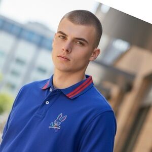 Psycho BunnyMen's Blue Polo Shirt with Embroidered Logo size 6